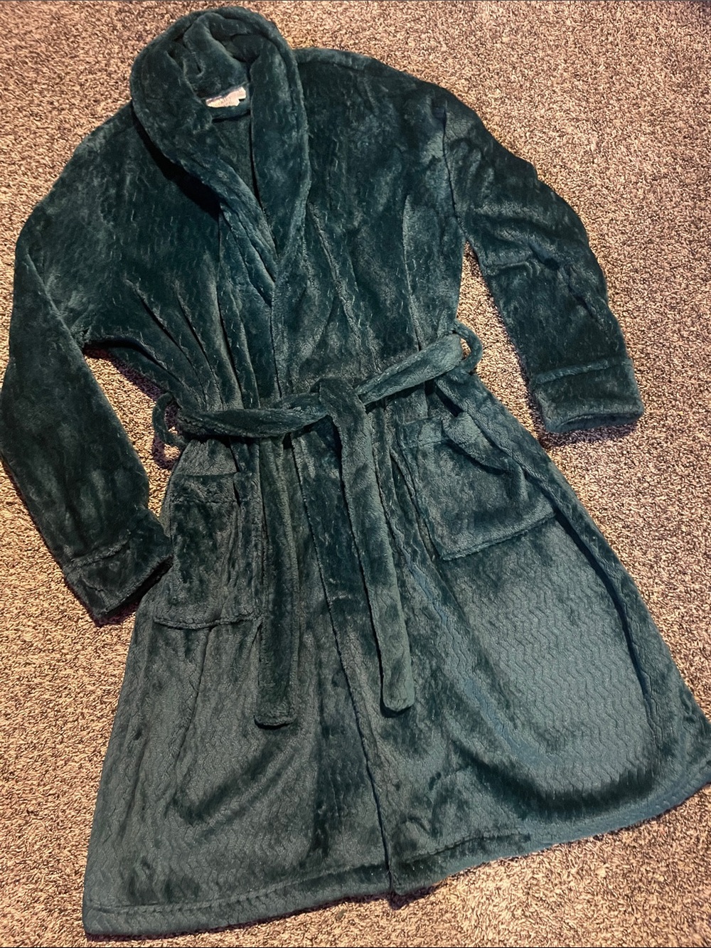 Women’s Berkley Jensen Plush Shawl Collar Robe - Emerald Green (M)